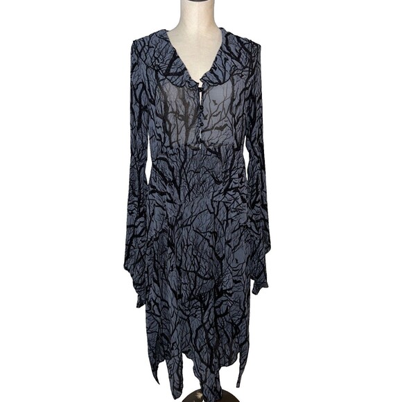 Killstar Women’s Woodland Witchy Branches Goth Sheer Blouse Skirt Set Size M